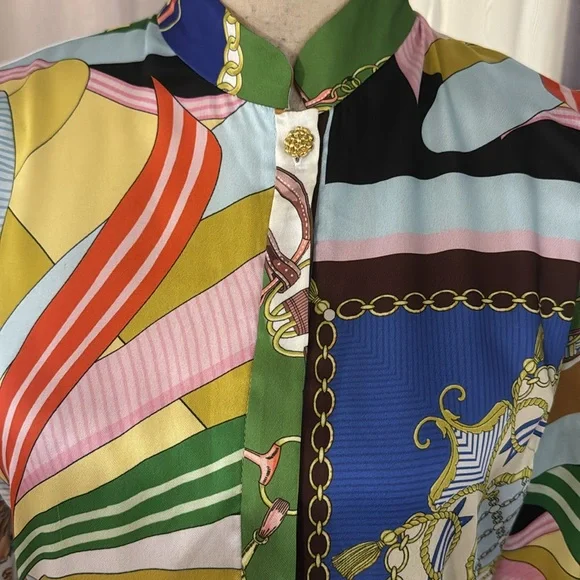 Zara Colorful Patterned Button-Up Dress, xs - Picture 2 of 6